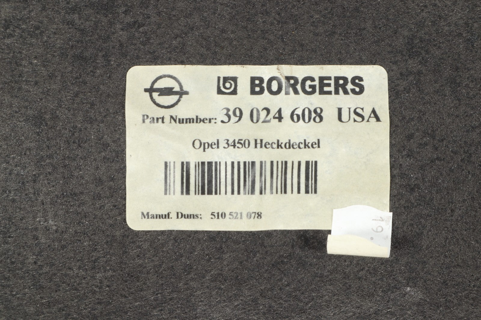 2016-2019 BUICK CASCADA TRUNK LID INNER TRIM PANEL OEM 39024608