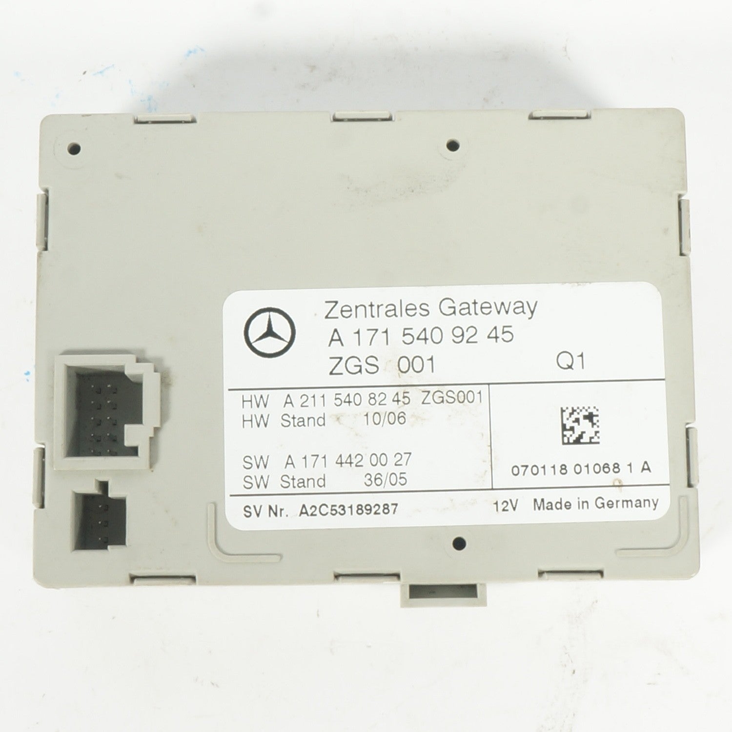 03-11 Mercedes R171 SLK350 E320 Central Gateway Control Module 1715409245 OEM