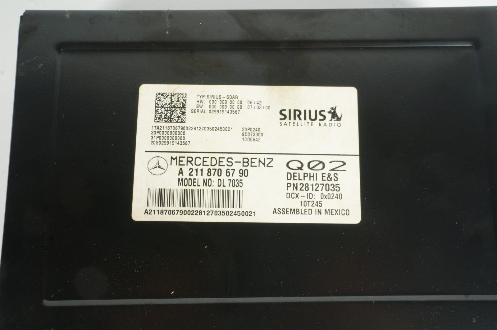 03-09 Mercedes W211 E350 CLK350 SLK280Sirius Satellite Radio Receiver 2118703389