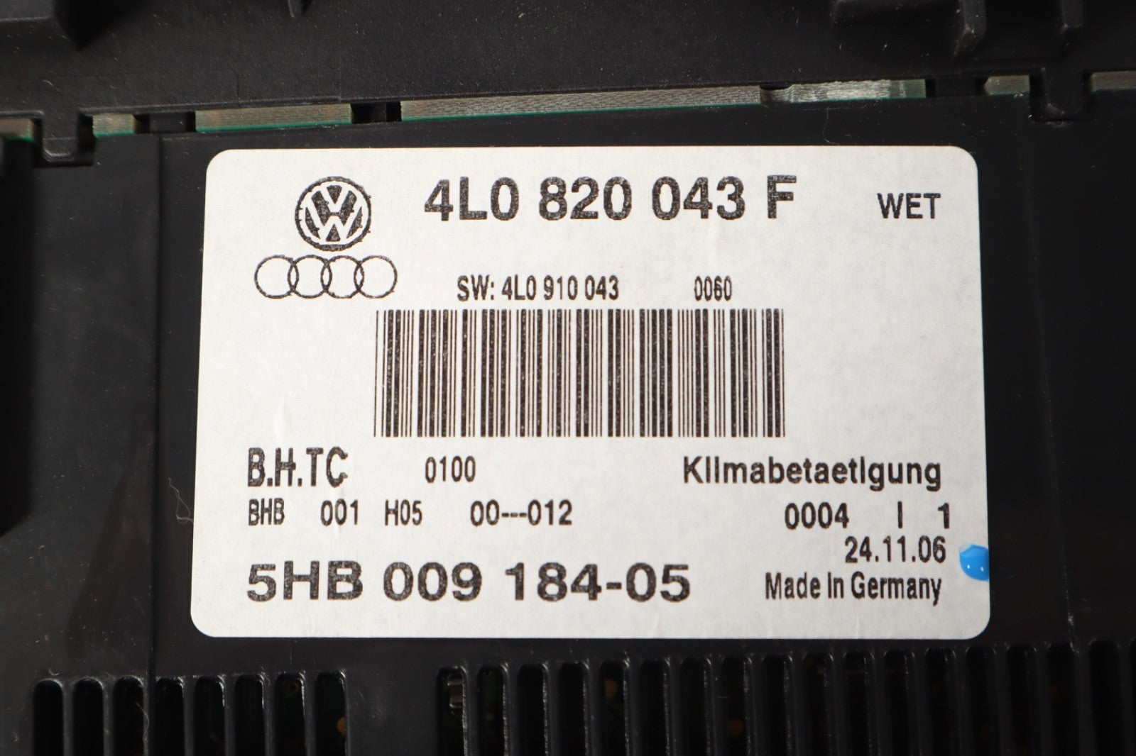 2007-2009 AUDI Q7 AC HEATER CLIMATE TEMPERATURE CONTROL MODULE 4L0820043F OEM