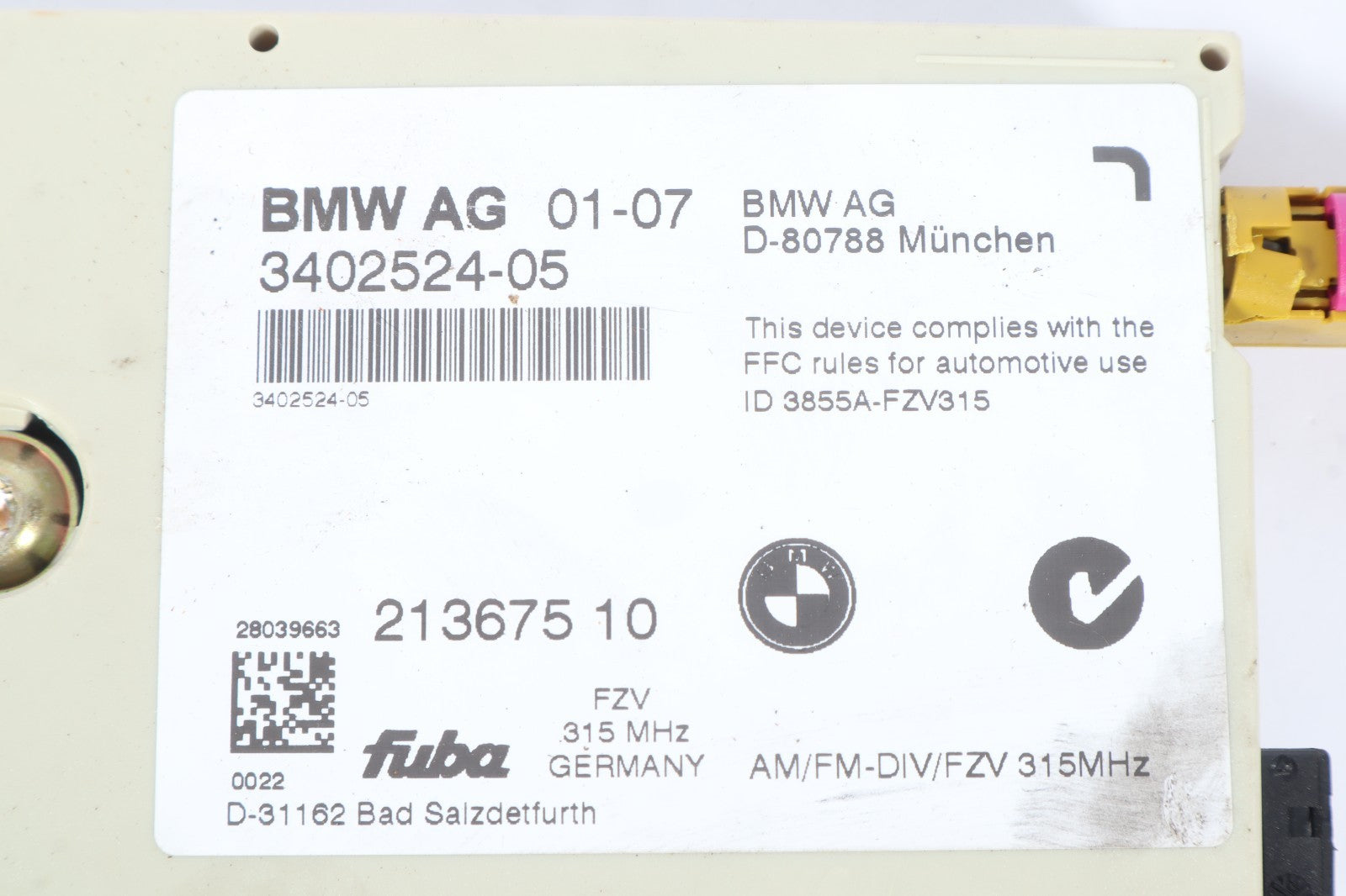 2007-2010 BMW X3 RADIO ANTENNA BOOSTER AMPLIFIER CONTROL MODULE 3402524-05 OEM