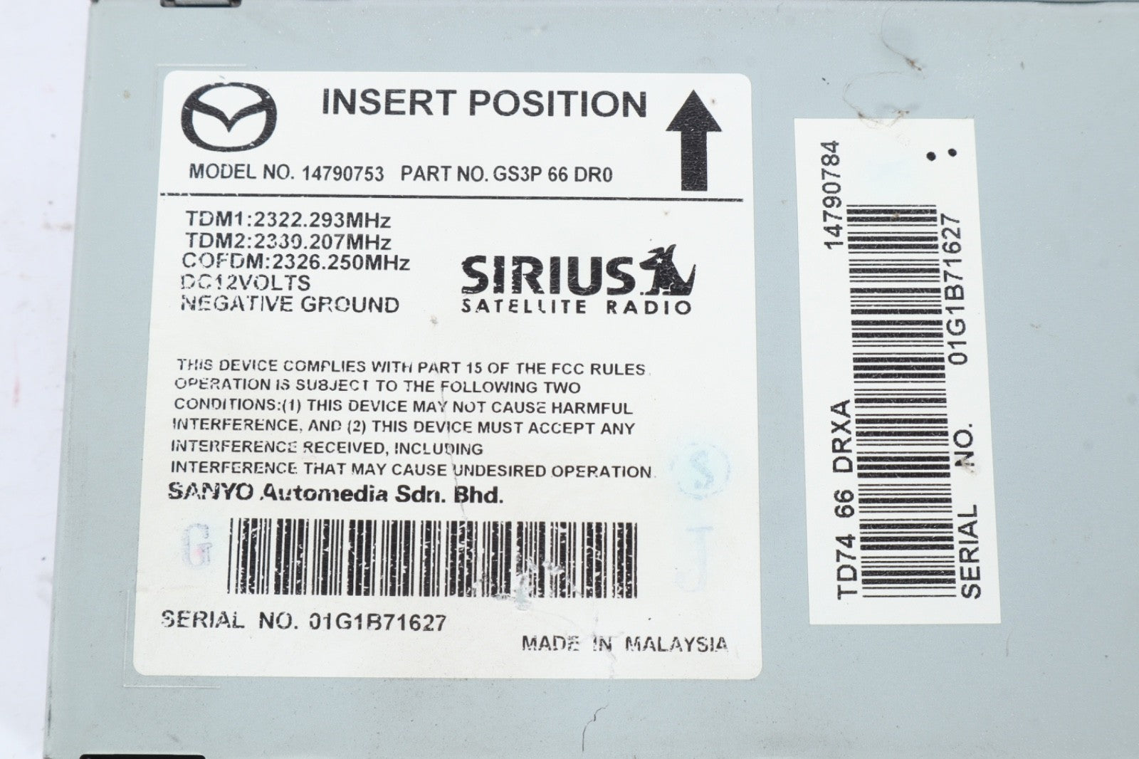 2007-2014 Mazda CX-9 Sirius Satellite Radio Receiver Control Module OEM