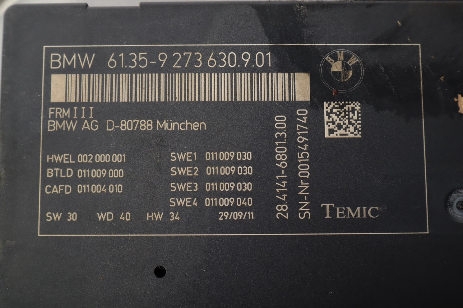 2012-2015 BMW 650i F12 FOOTWELL LIGHT COMPUTER CONTROL MODULE FRM III OEM