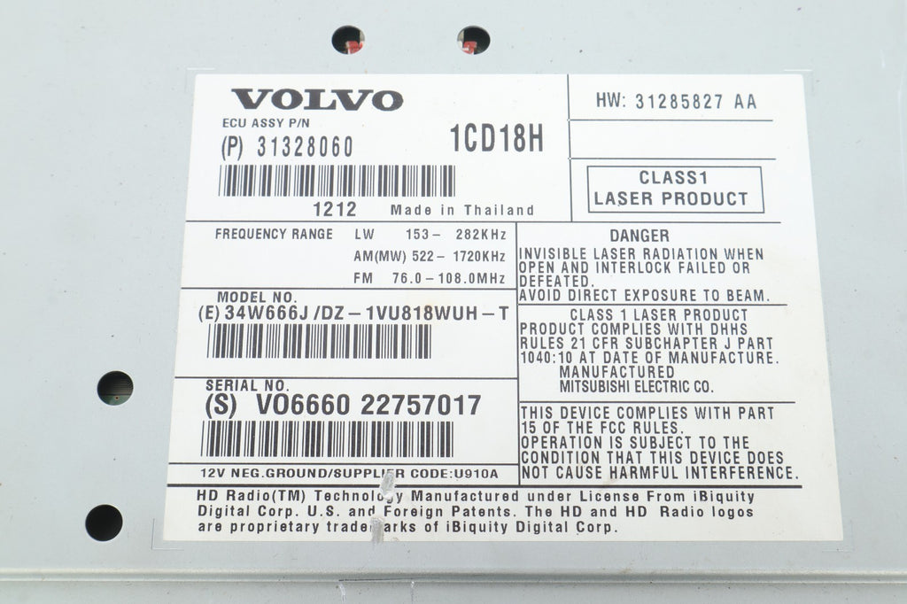 2009-2013 VOLVO C30 70 V50 S40 RADIO CD MECHANISM 31328060 OEM