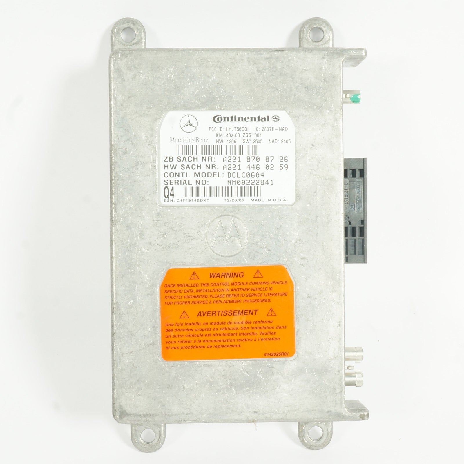 05-11 Mercedes Benz SLK 350 Voice Communication Control Module OEM A2218708726
