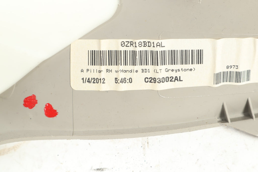 2008-20 DODGE GRAND CARAVAN FRONT RIGHT PILLAR COVER TRIM W HANDLE C293002AL OEM