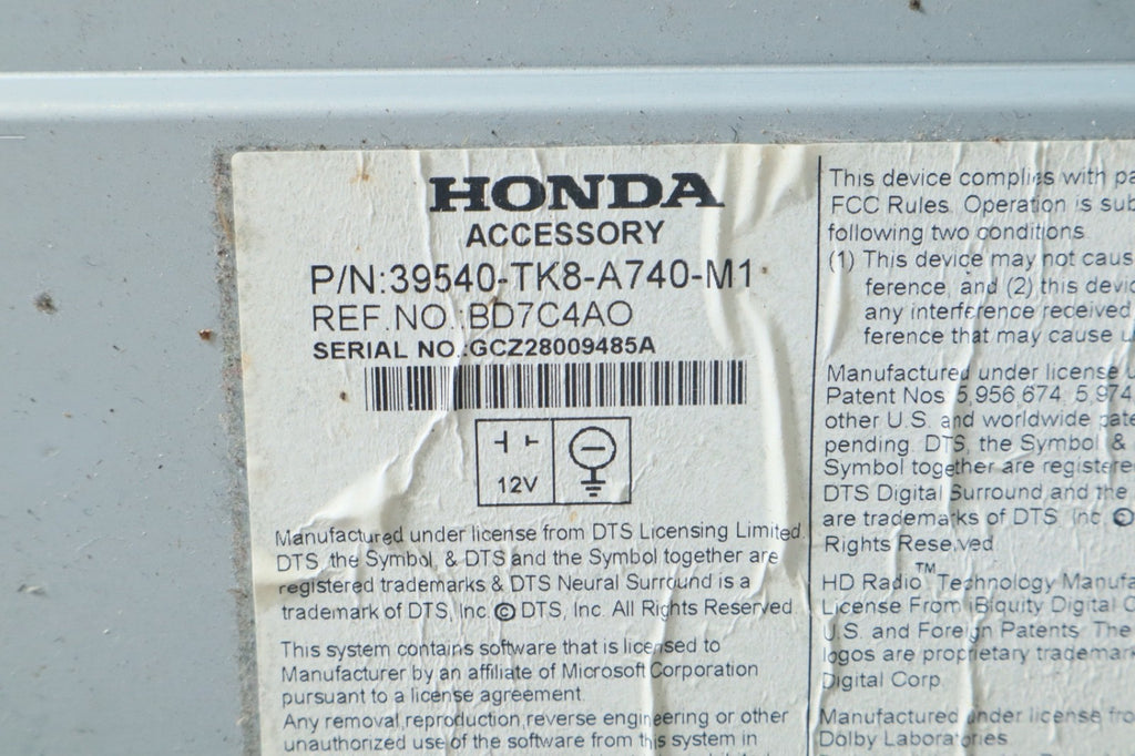 2014-2017 HONDA ODYSSEY ELITE RADIO RECEIVER AM FM OEM 39540-TK8-A740-M1