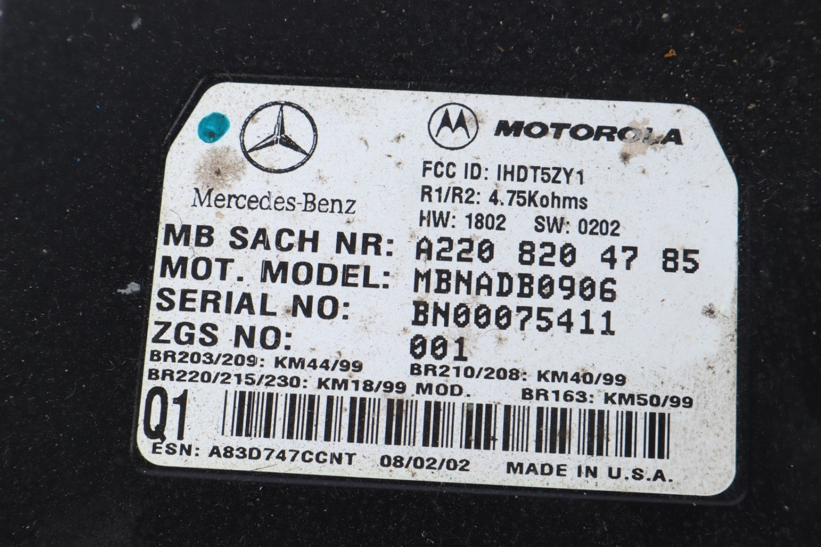 2000 - 2006 Mercedes R230 SL500 CLK55 AMG Voice Command Control Module OEM