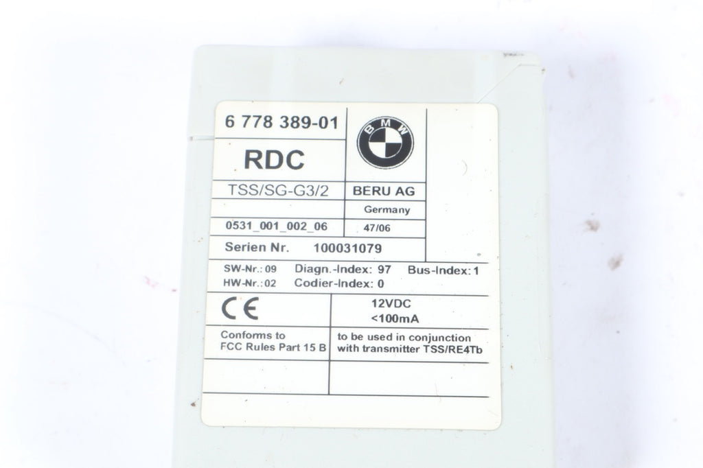2007-2010 BMW X3 E83 TIRE PRESSURE CONTROL MODULE OEM 6 778 389