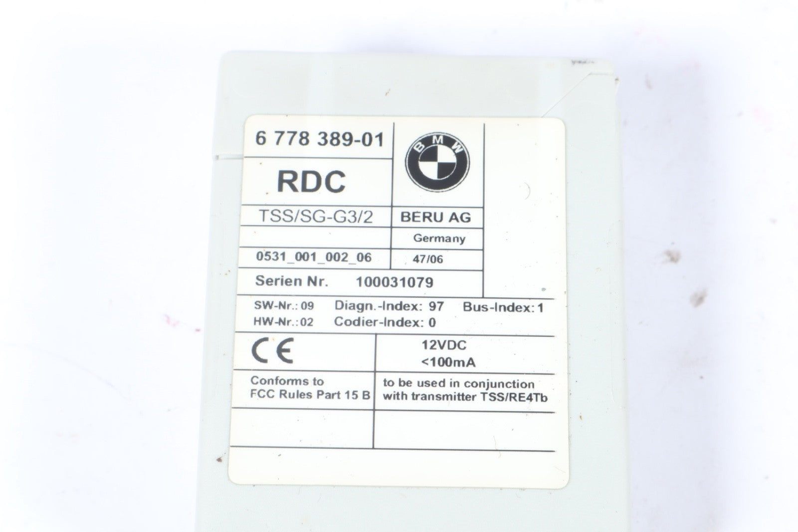 2007-2010 BMW X3 E83 TIRE PRESSURE CONTROL MODULE OEM 6 778 389