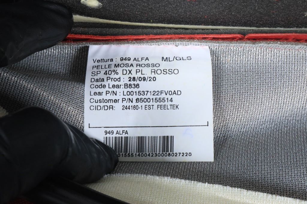 2018 - 2025 ALFA ROMEO STELVIO REAR RIGHT SIDE SEAT UPPER CUSHION RED OEM