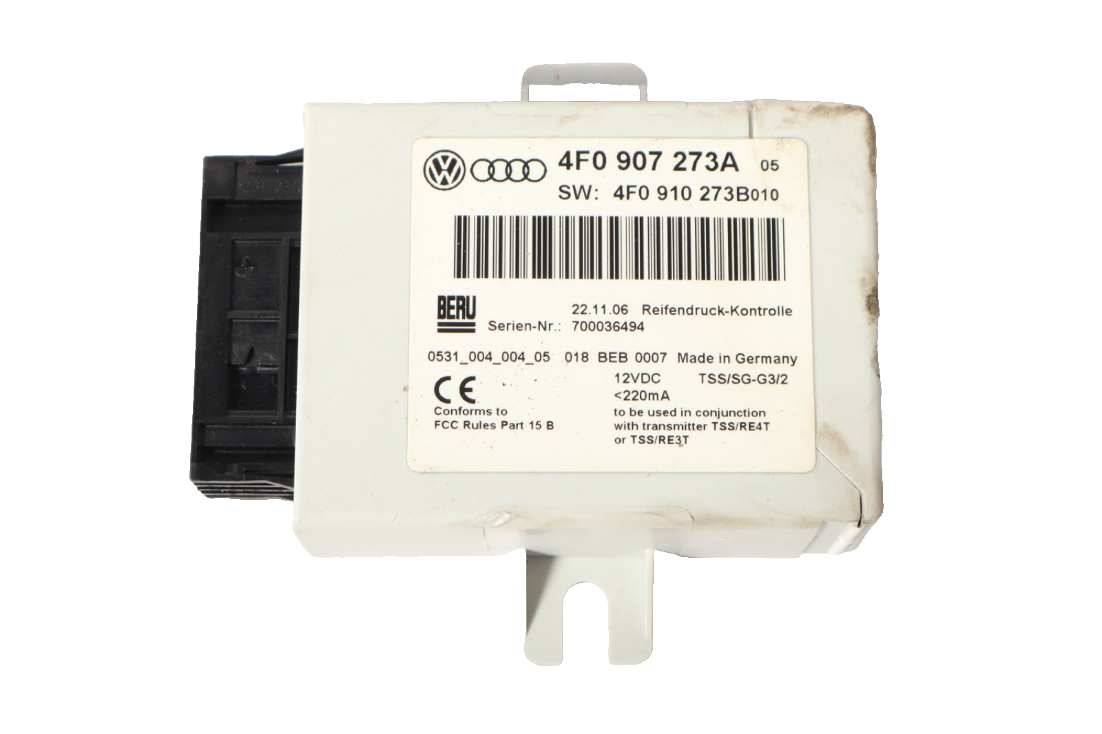 2007-2009 AUDI Q7 TIRE PRESSURE MODULE 4F0907273A OEM