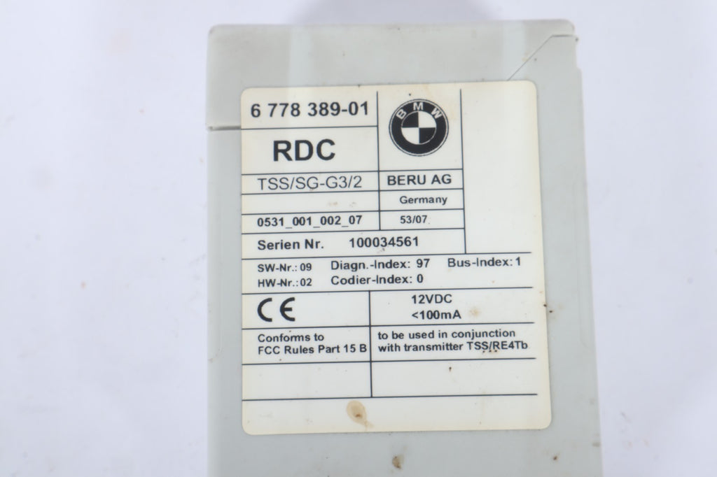 2007-2010 BMW X3 TIRE PRESSURE CONTROL MODULE 6778389-01 OEM