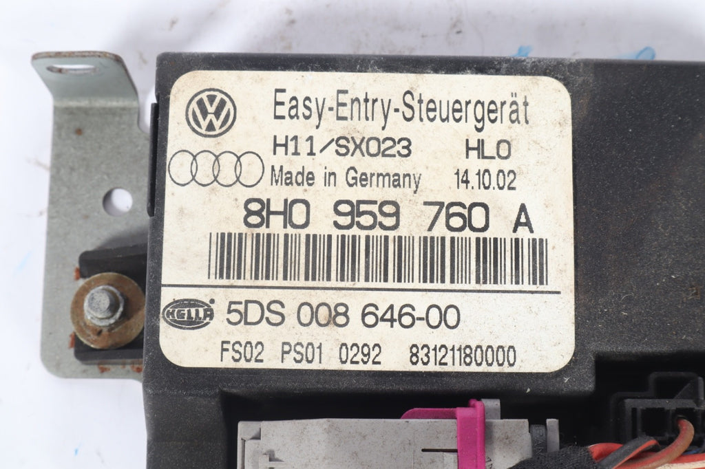 2002-2009 AUDI A4 S4 RS4 CONVERTIBLE MEMORY SEAT CONTROL MODULE  8H0959760A OEM