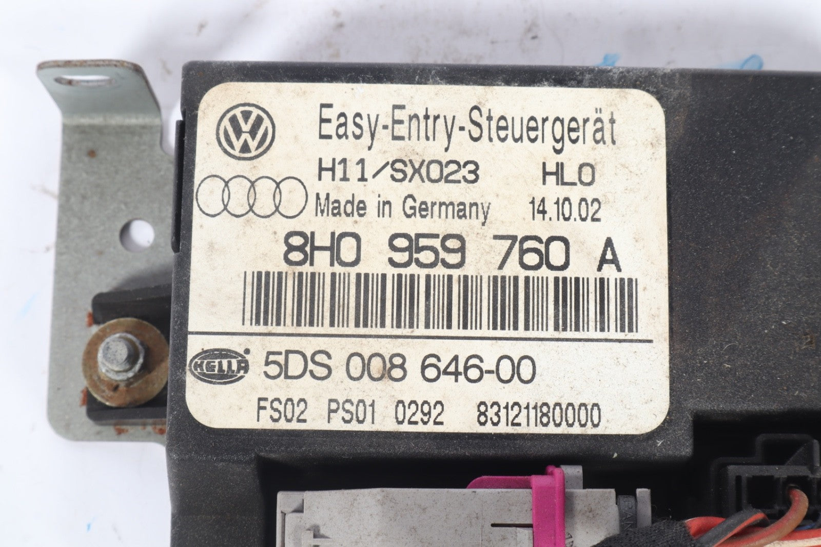 2002-2009 AUDI A4 S4 RS4 CONVERTIBLE MEMORY SEAT CONTROL MODULE  8H0959760A OEM