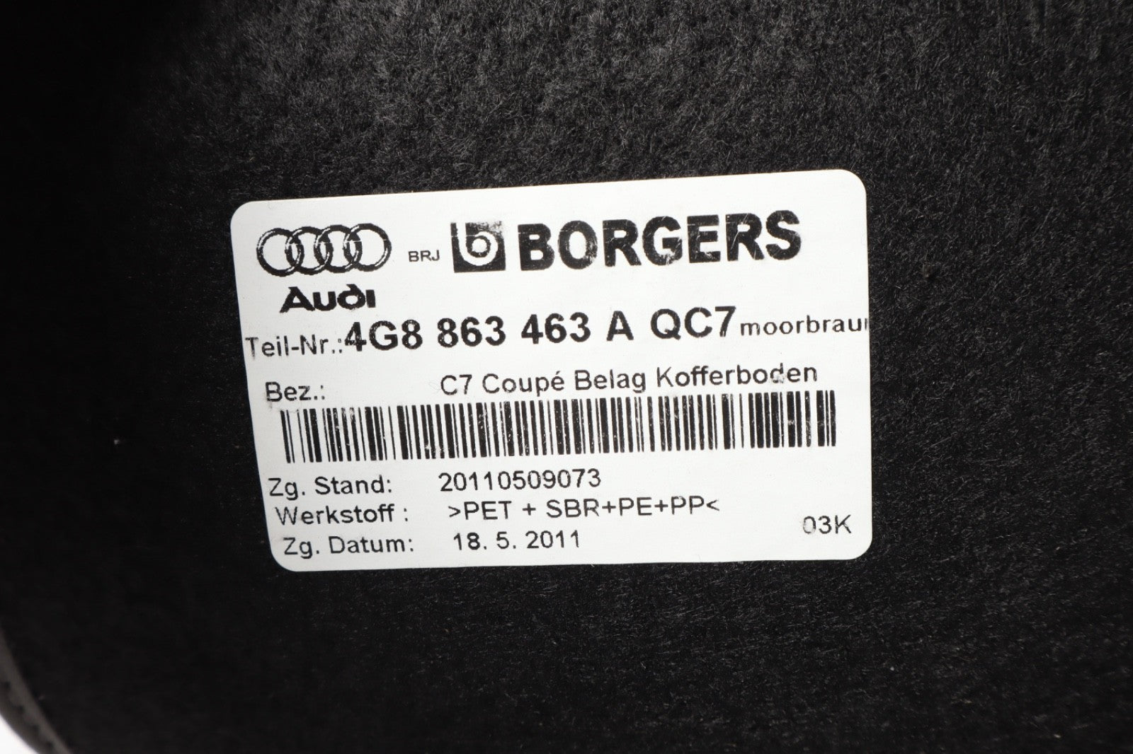 2012-2017 AUDI A7 QUATTRO TRUNK LUGGAGE SPARE TIRE FLOOR CARGO TRIM COVER OEM