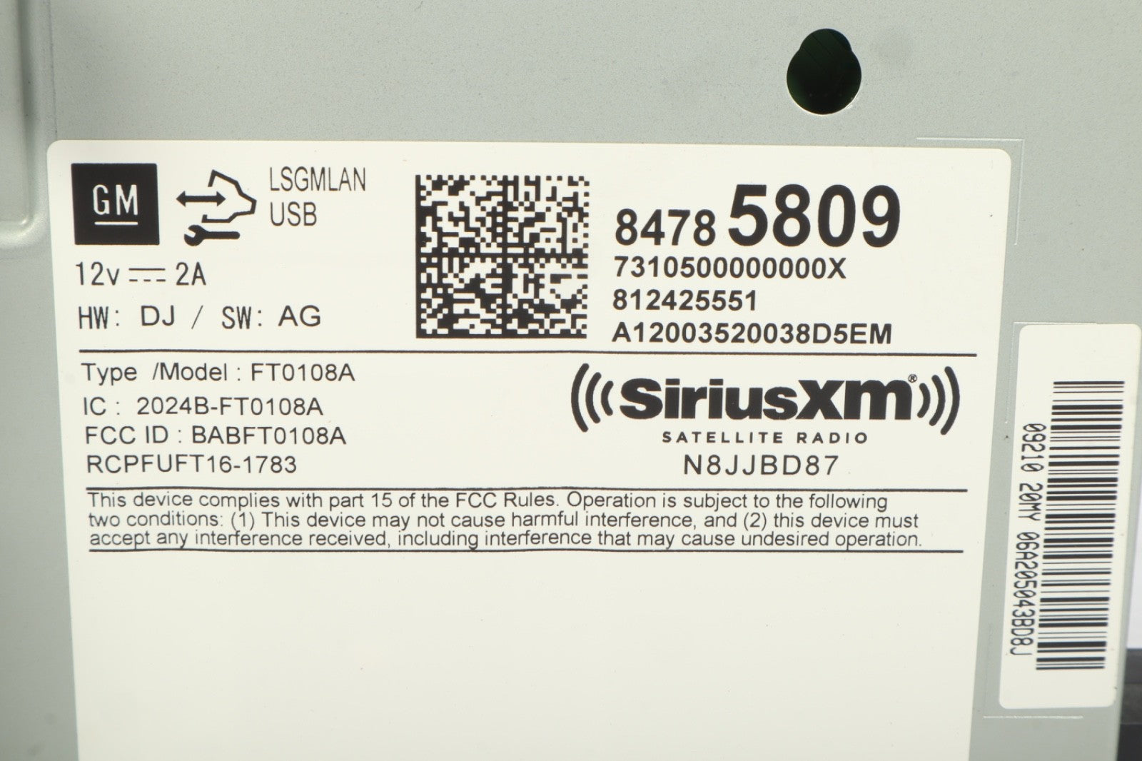 2019 CHEVROLET SONIC AM FM CD PLAYER RADIO RECEIVER OEM