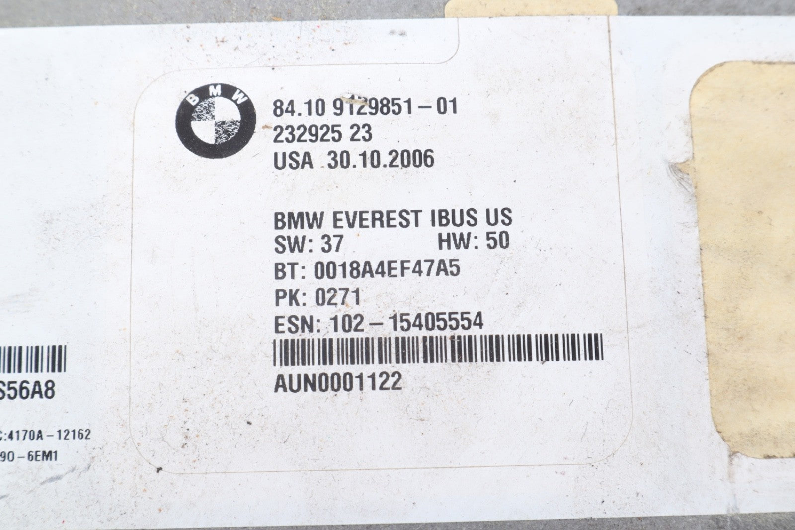 2006 - 2008 BMW X3 BLUETOOTH TELEMATICS COMMUNICATION CONTROL MODULE 9129851 OEM