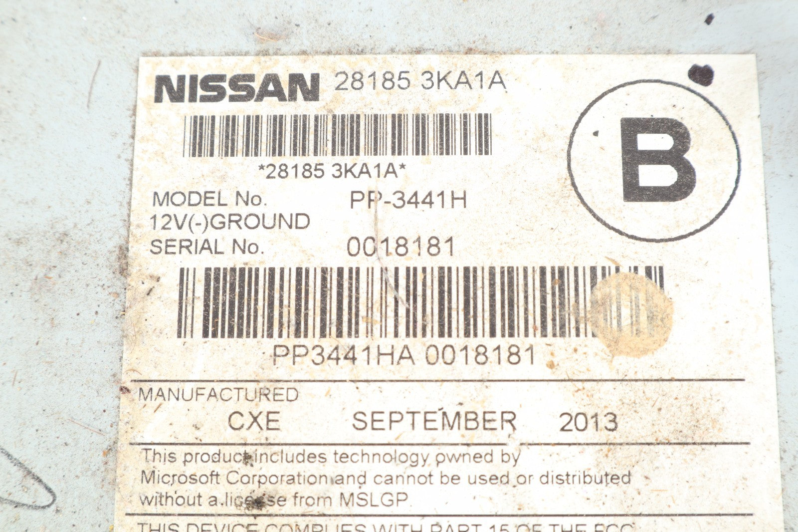 2013-2016 NISSAN PATHFINDER RADIO AM FM STEREO CD 28185-3KA1A OEM
