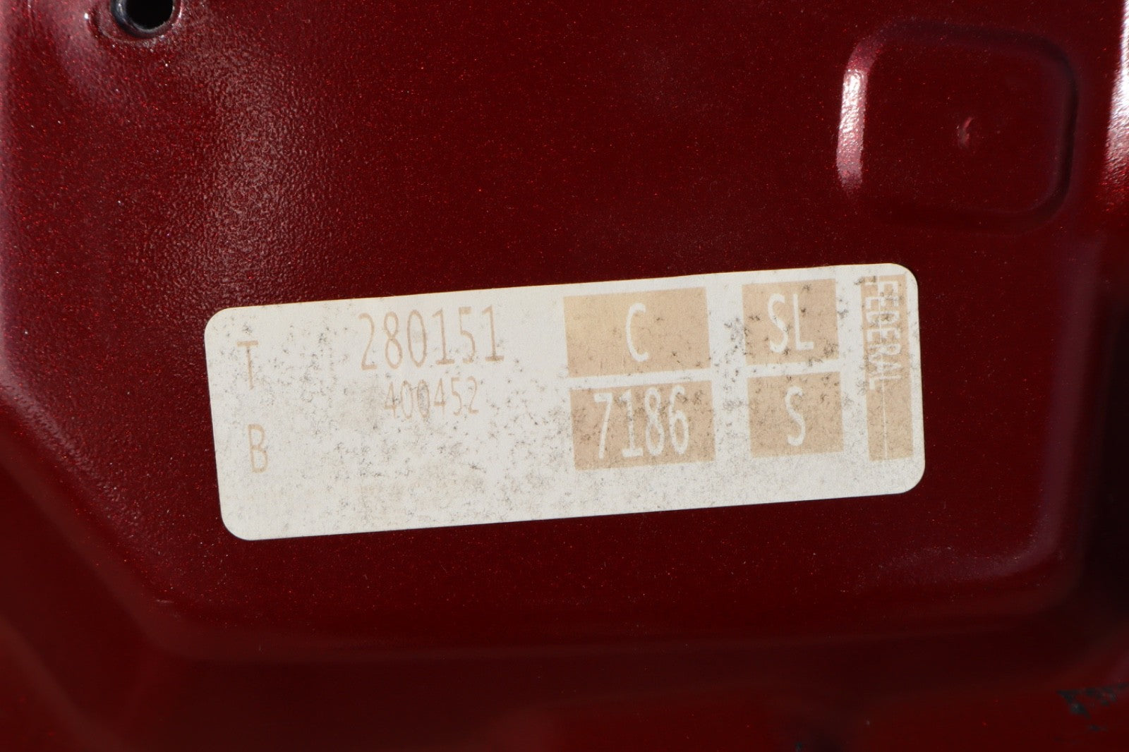 2016-2019 NISSAN MAXIMA REAR RIGHT SIDE DOOR SHELL COVER RED METALLIC OEM