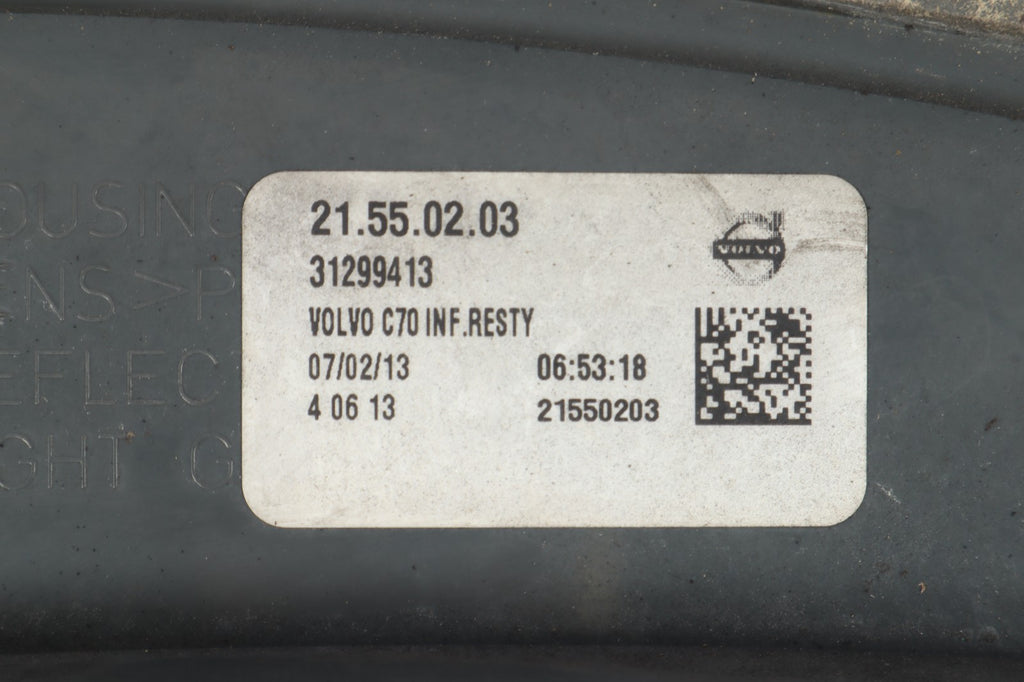 2011 - 2013 VOLVO C70 RIGHT PASSENGER SIDE TAIL LIGHT DAMAGE FOR PARTS 31299413