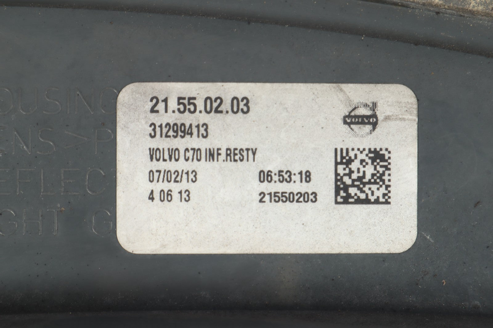 2011 - 2013 VOLVO C70 RIGHT PASSENGER SIDE TAIL LIGHT DAMAGE FOR PARTS 31299413