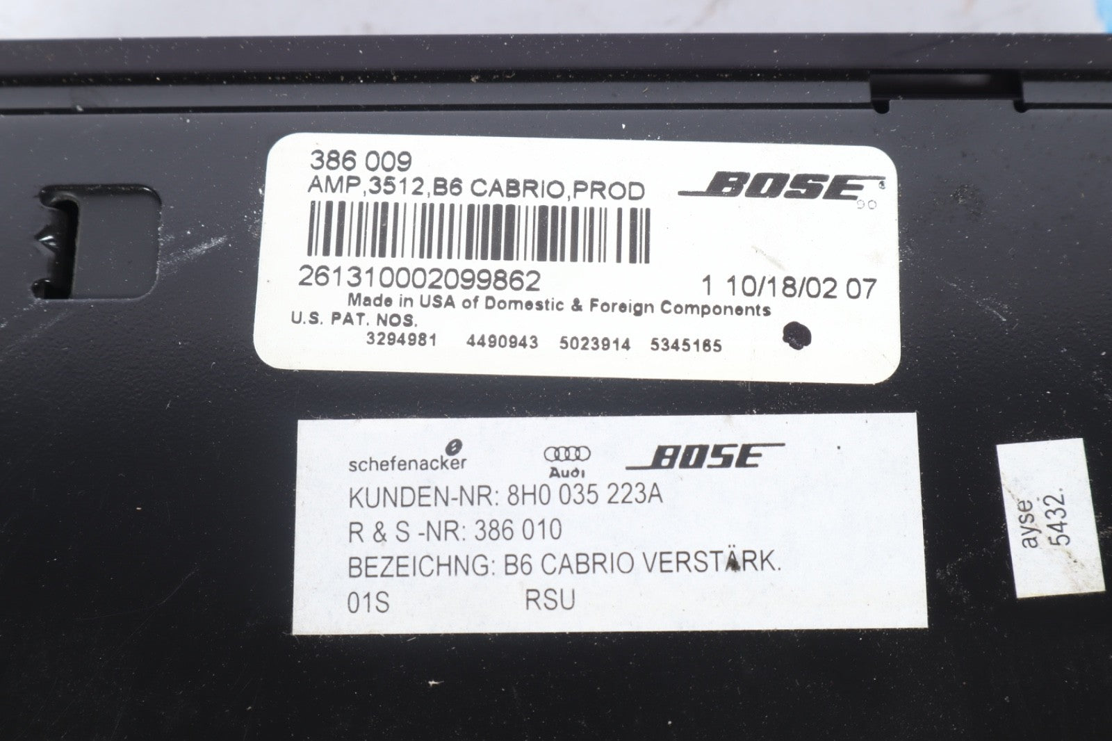 2006-2008 AUDI A4 STEREO RADIO AMP AMPLIFIER CONTROL MODULE 386009 OEM