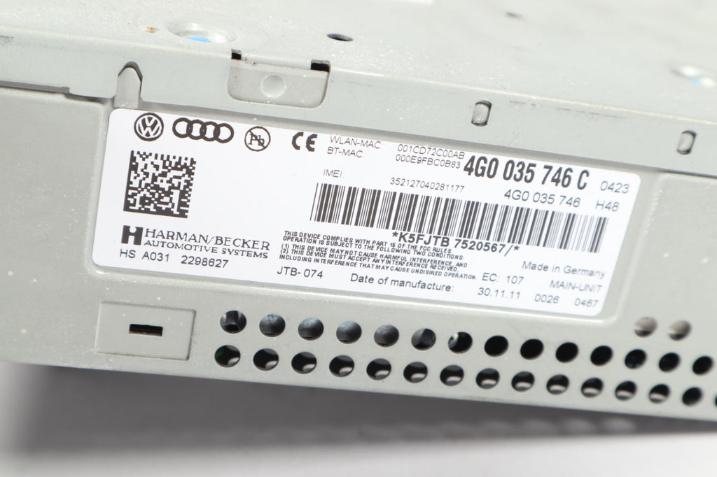 2012-2015 Audi A7 Quattro Dash Multimedia Player Radio Receiver Control Unit OEM