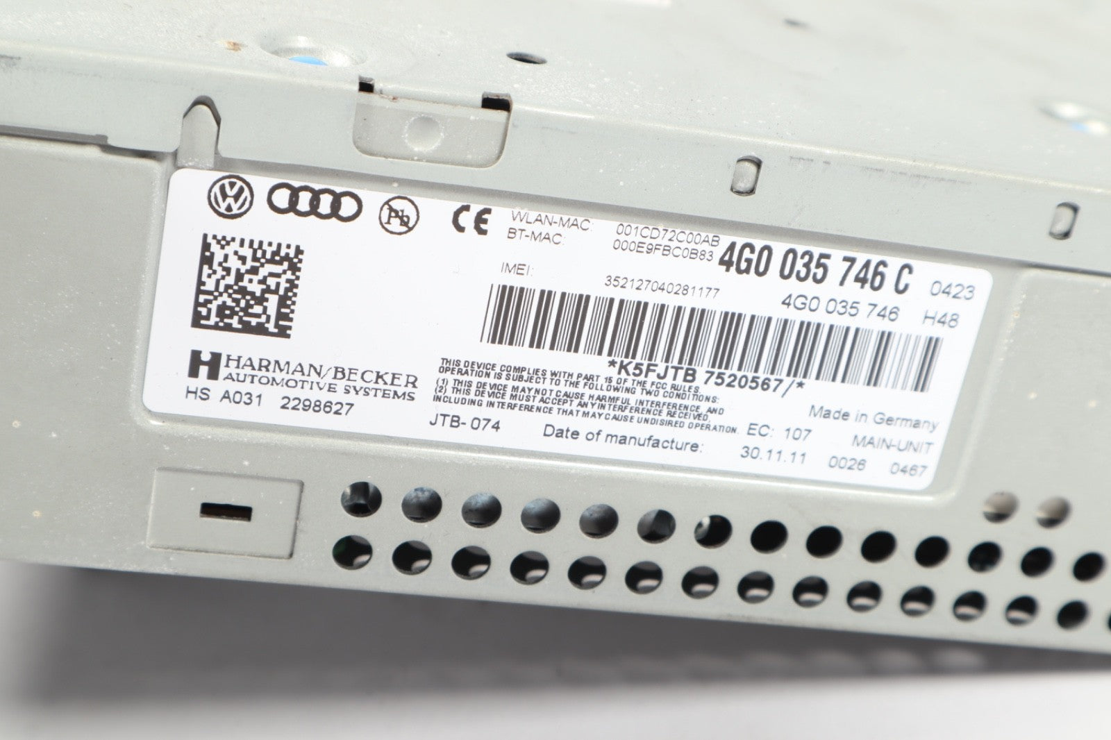 2012-2015 Audi A7 Quattro Dash Multimedia Player Radio Receiver Control Unit OEM