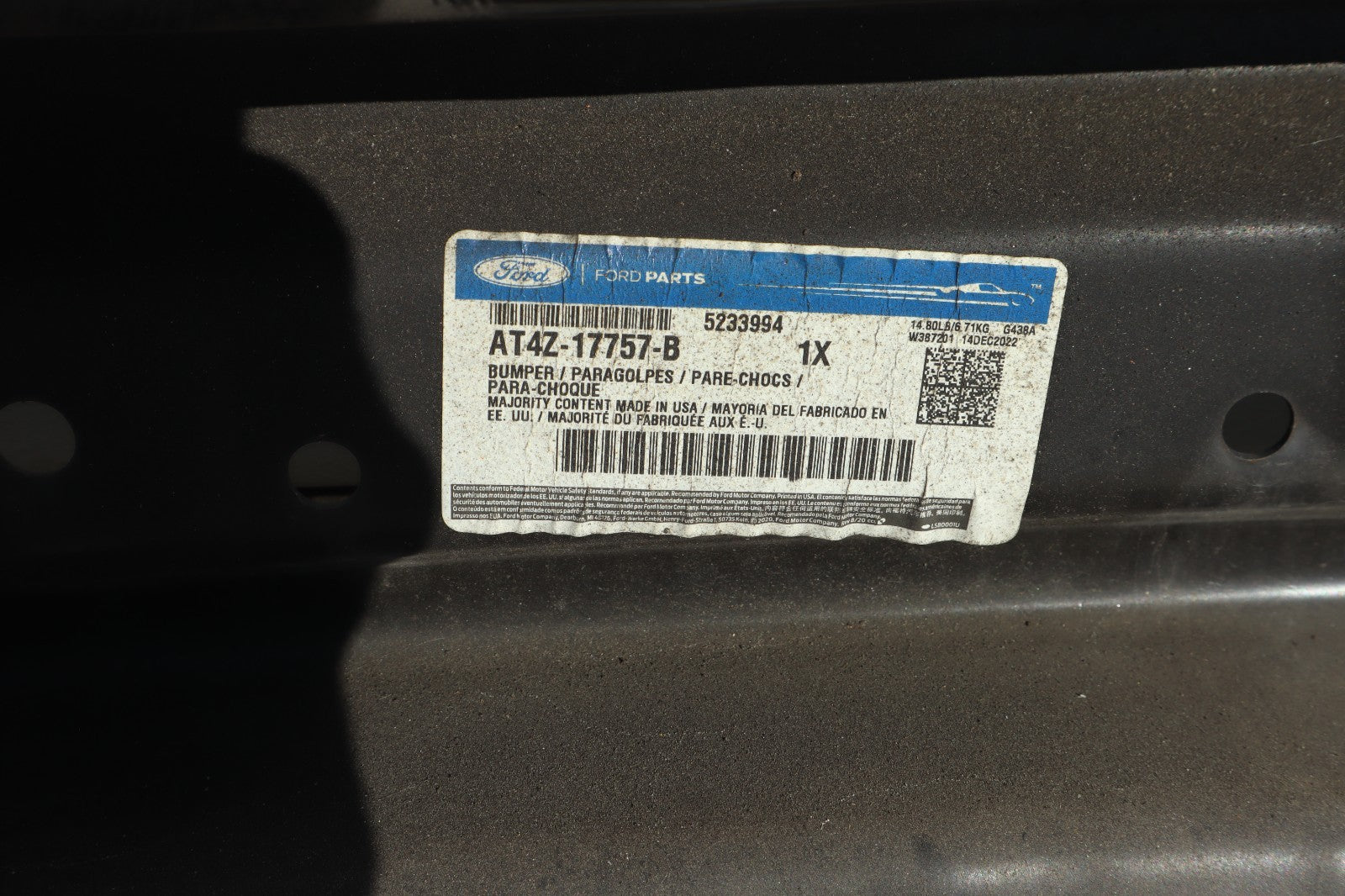 2007-2014 FORD EDGE FRONT BUMPER REINFORCEMENT CRASH BAR SUPPORT OEM