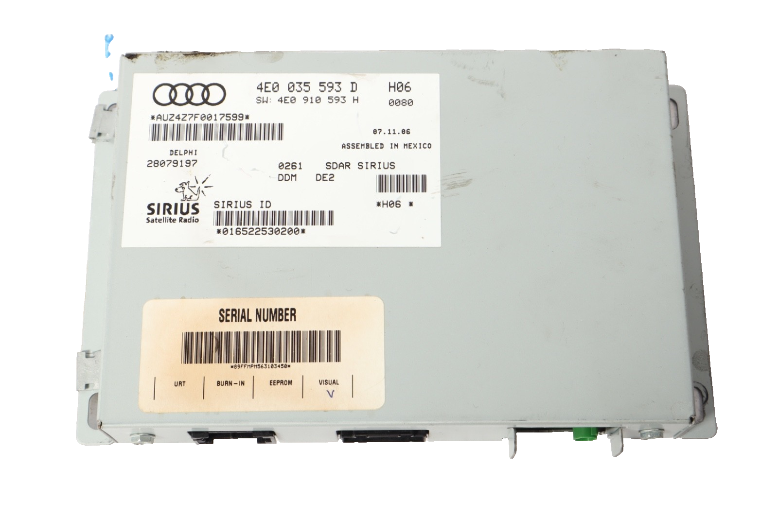 2007-2009 AUDI Q7 A6 A8 SIRIUS SATELLITE RADIO MODULE 4E0035593D OEM