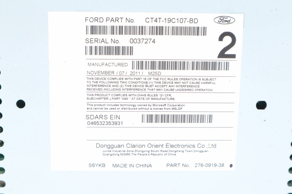 2010-2014 FORD EDGE LINCOLN MKX RECIEVER W/ SINGLE DISC OEM CT4T-19C107-BD