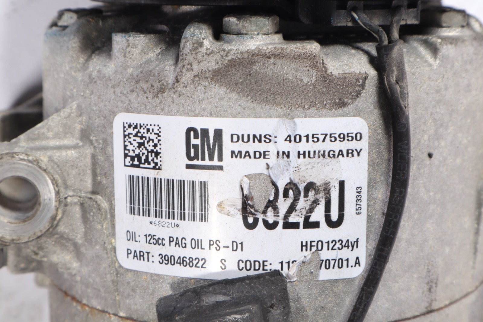 2016–2019 Buick Cascada A/C Compressor OEM 39046822 6822U