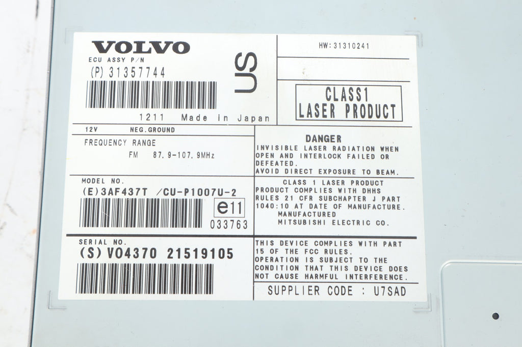 2012 VOLVO C70 DVD PLAYER OEM