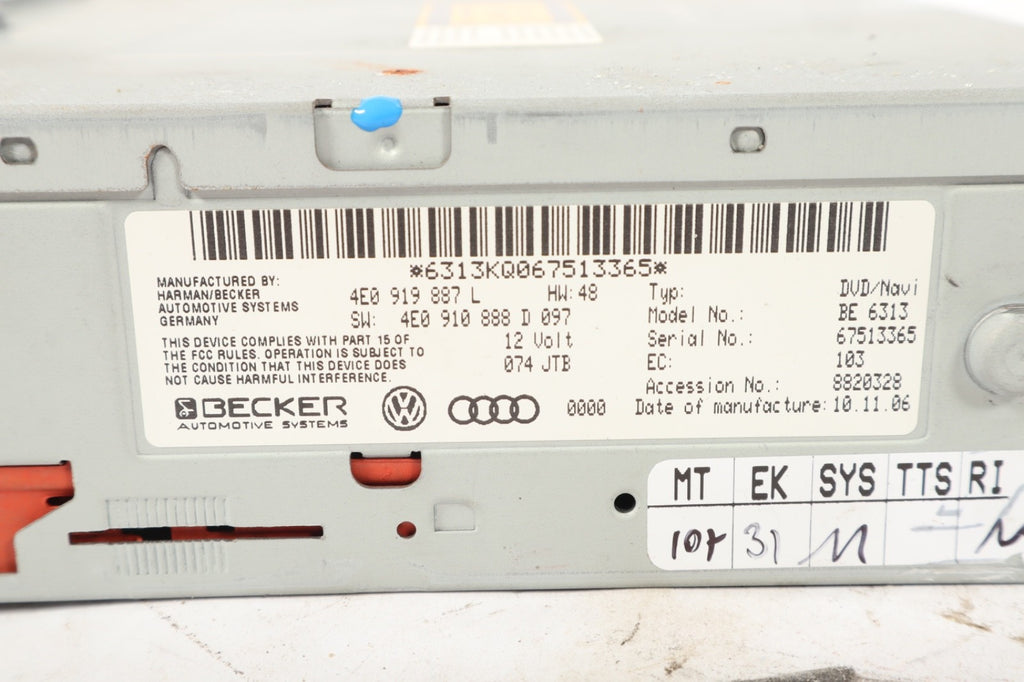 2007 - 2011 Audi Q7 OEM Audio Radio Navigation Unit CD Reader 4E0919887L OEM