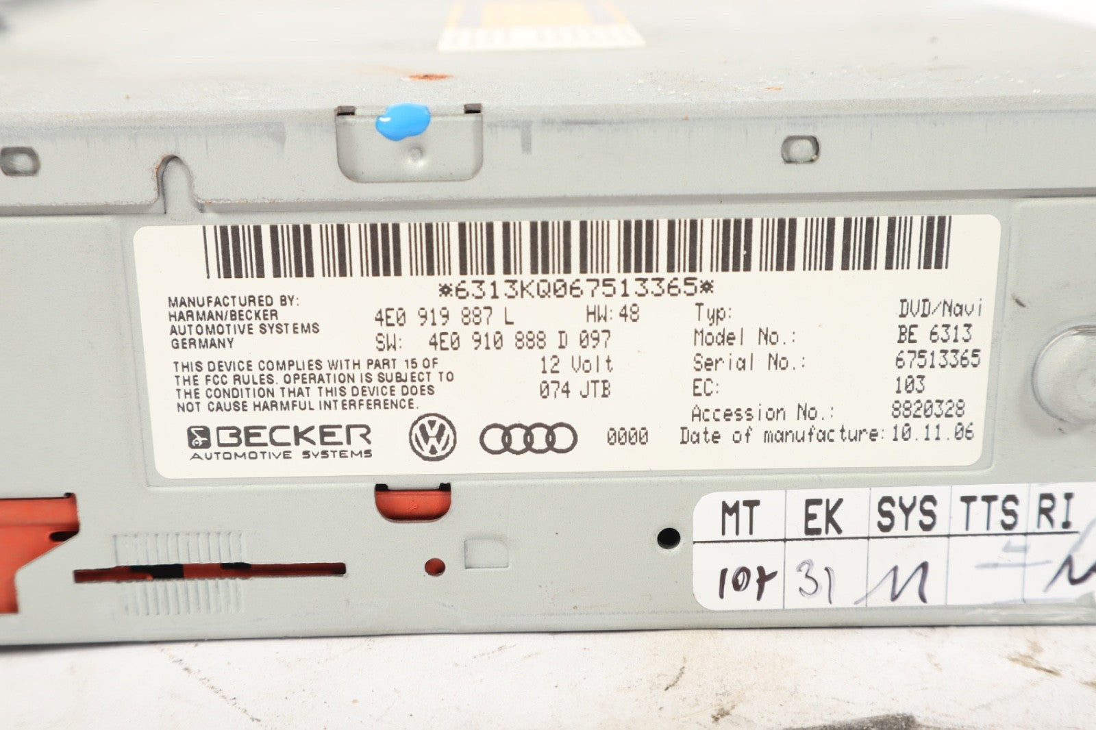 2007 - 2011 Audi Q7 OEM Audio Radio Navigation Unit CD Reader 4E0919887L OEM