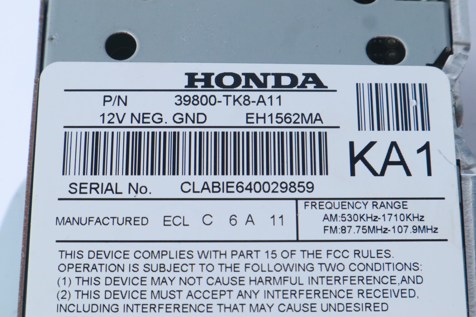 2014 - 2017 Honda Odyssey OEM Factory Radio Satellite Tuner