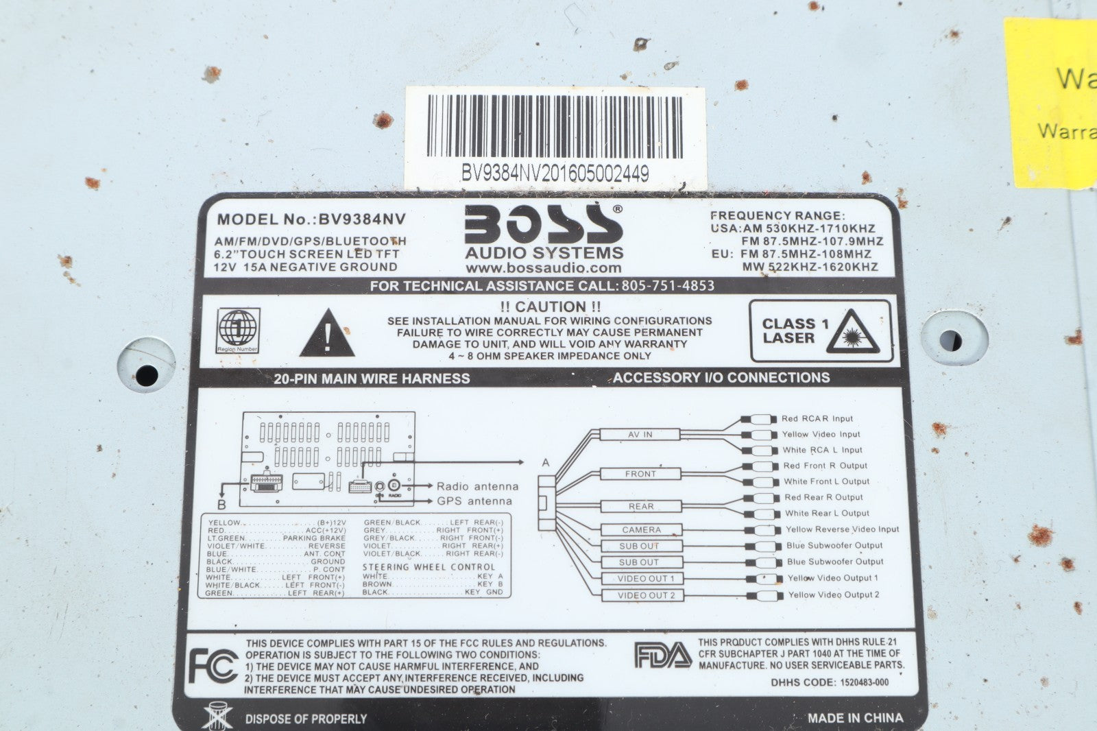 BOSS BV9384NV 6.2" DOUBLE 2 DIN CAR DVD CD MP3 BLUETOOTH RECEIVER GPS