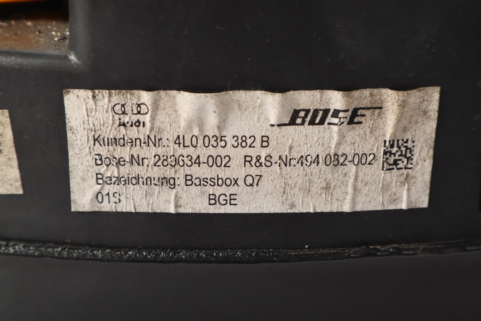 2007-2015 Audi Q7 4L Rear Bose Subwoofer Sub Woofer Sound Speaker 4L0035382B OEM