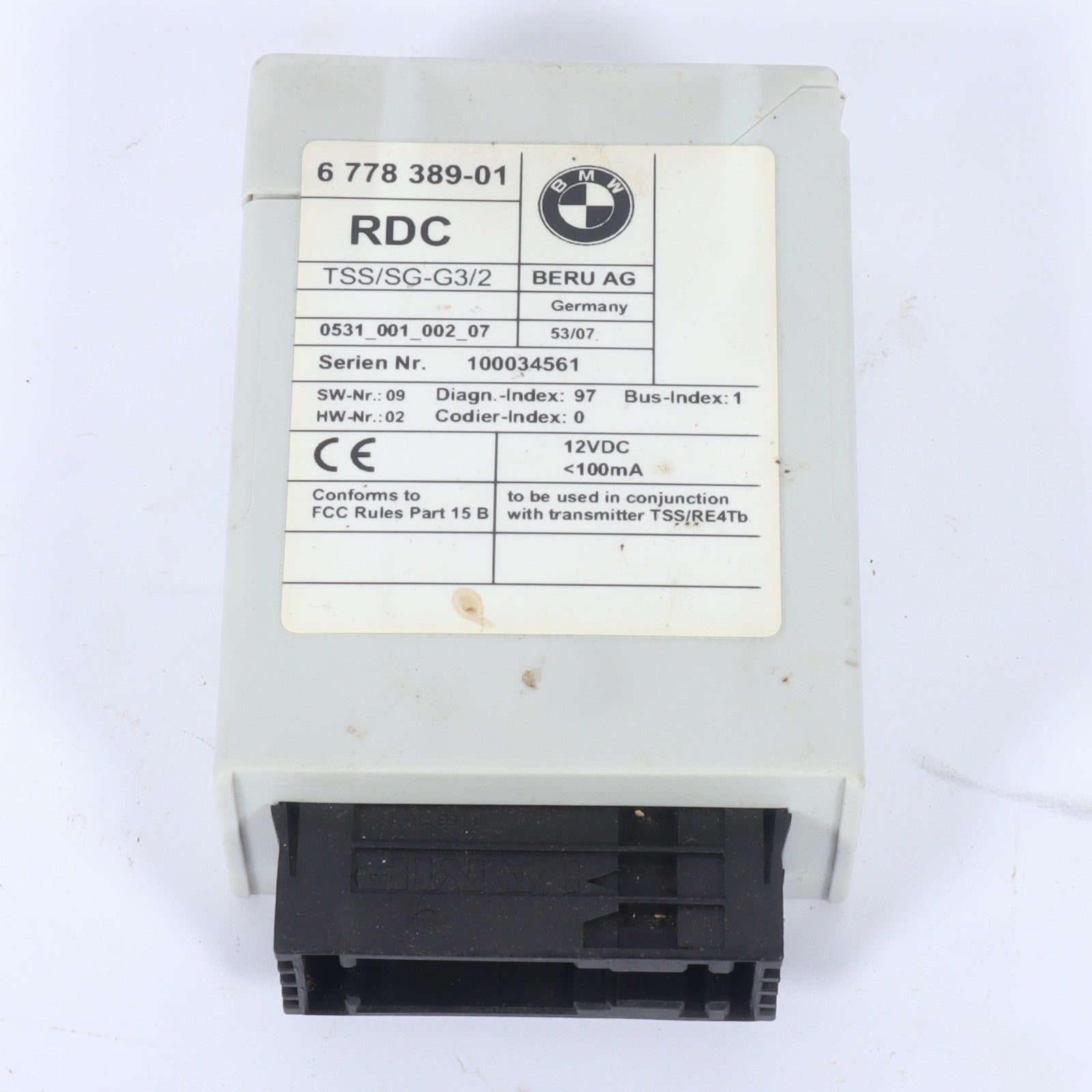 2007-2010 BMW X3 TIRE PRESSURE CONTROL MODULE 6778389-01 OEM
