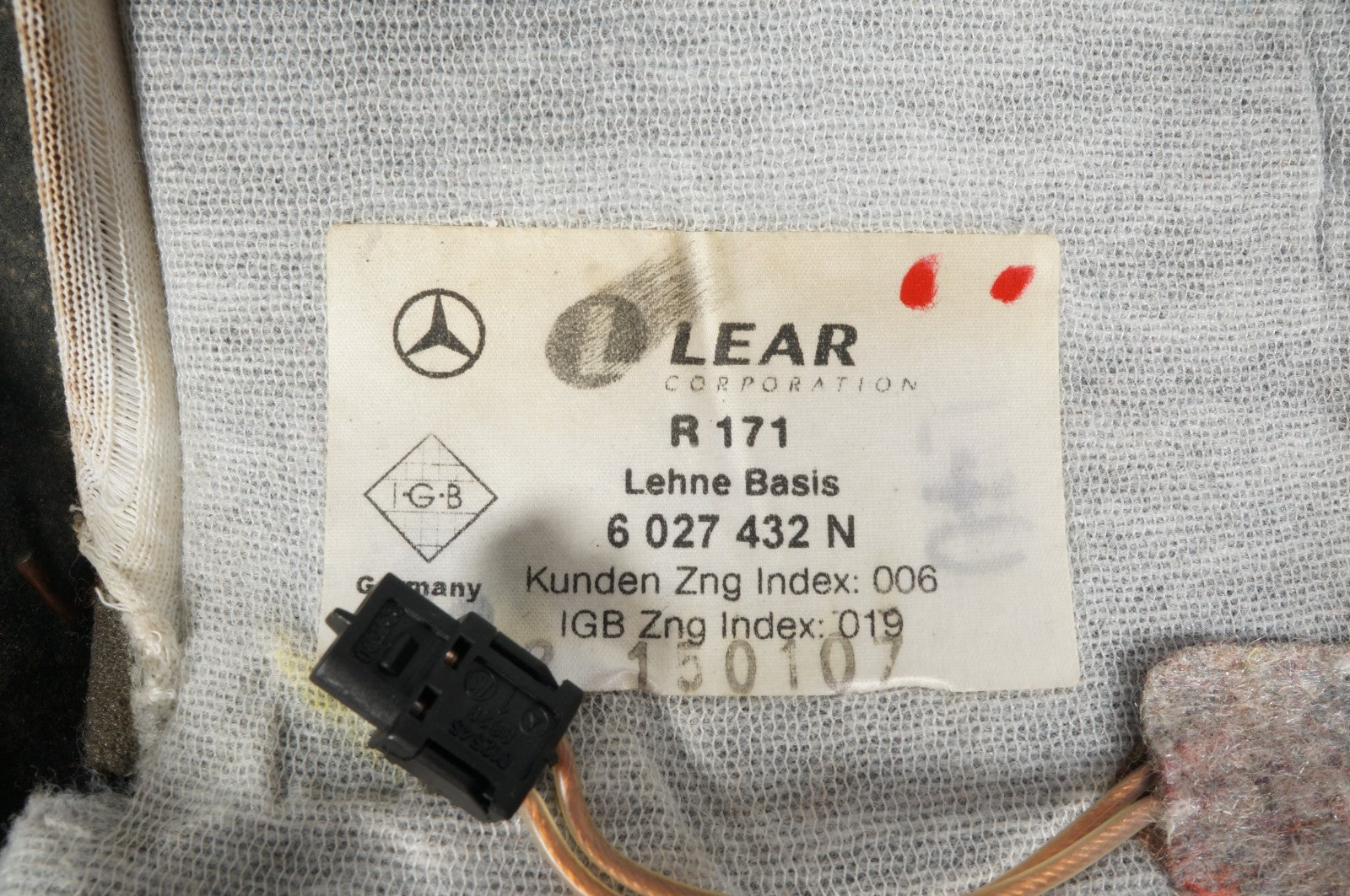05-11 Mercedes R171 SLK300 SLK280 Seat Cushion Right Passenger Upper Top OEM