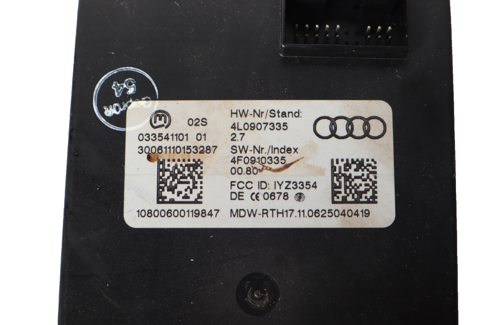 2010 - 2015 Audi Q7 Keyless Entry Computer Control Module 4L0907335 OEM