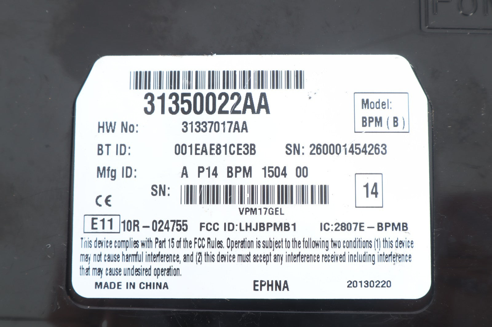 2011-2013 VOLVO C70 TELEPHONE CONTROL MODULE OEM 31350022AA